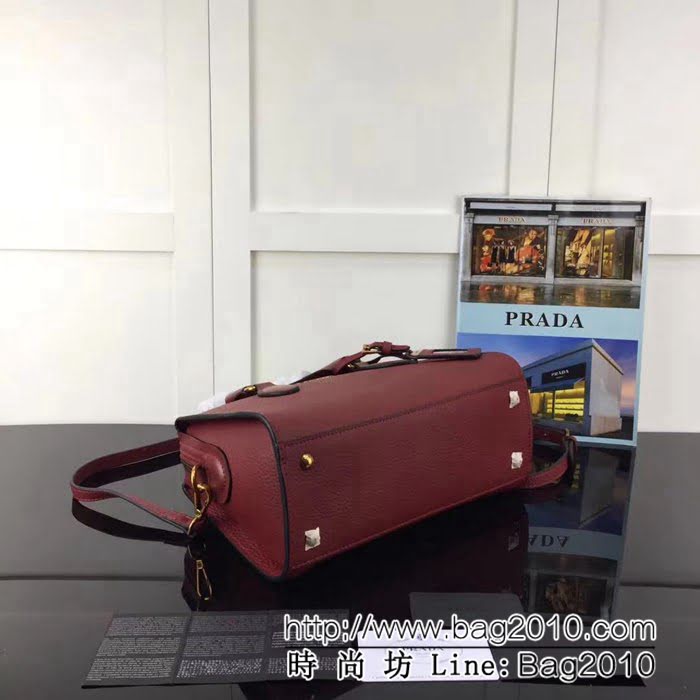 普拉達PRADA原單 2018早春經典爆款 PRADA 1BH093原單荔枝紋配平紋手提肩背包 PHY1474